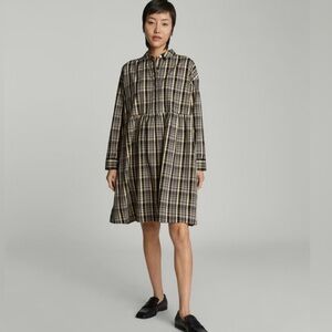 Everlane Multi Plaid The Field Dress Poplin Cotton Oversized Cottagecore Size XS